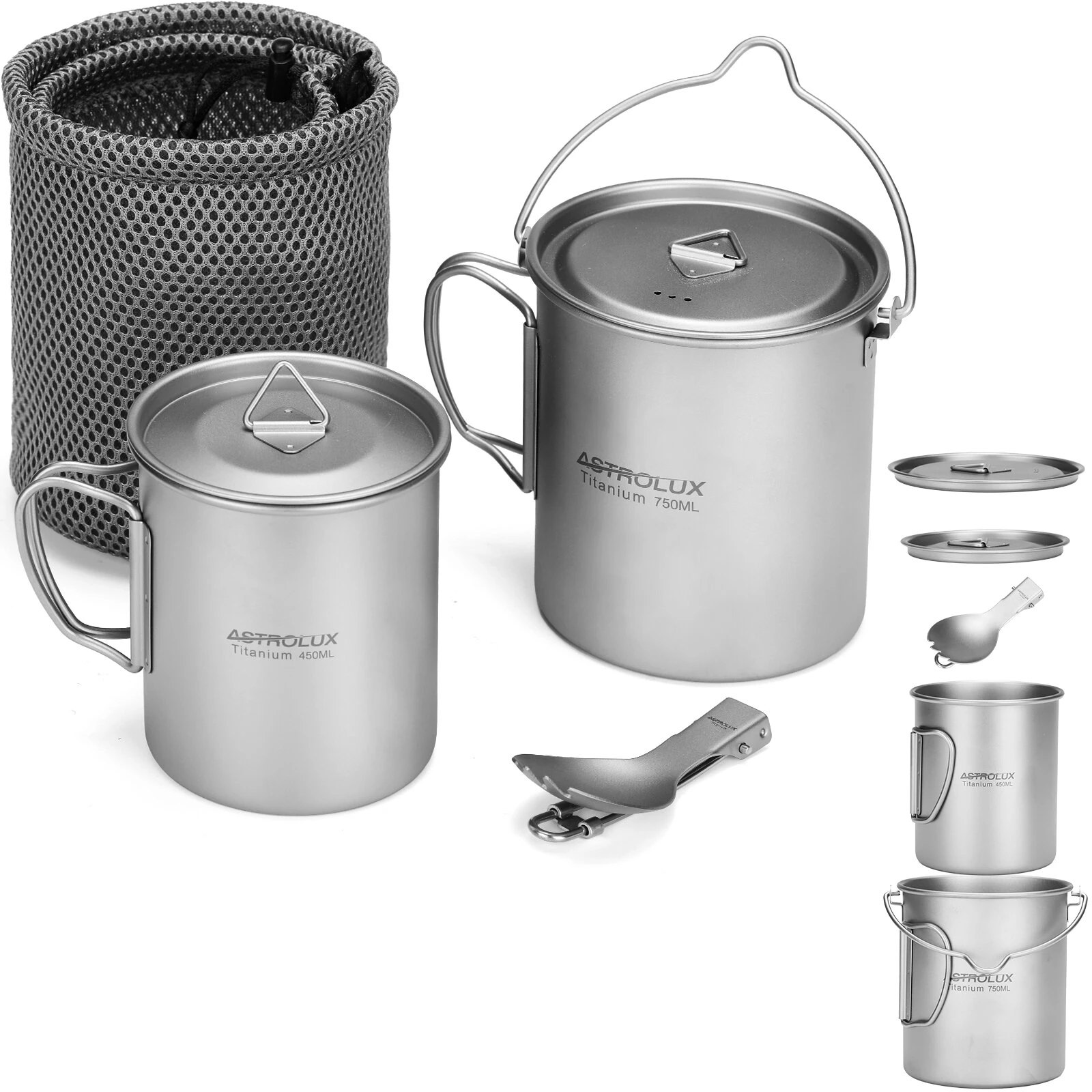 Astrolux® Ti-M1 Titanium Mug Titanium Pot Lightweight Camping Pot Titanium Cup Titanium Backpacking Pot with Portable Foldable Handles for Outdoor Camping Hiking Backpacking (image for) Astrolux® Ti-M1 Titanium Mug Titanium Pot Lightweight Camping Pot Titanium Cup Titanium Backpacking Pot with Portable Foldable Handles for Outdoor Camping Hiking Backpacking