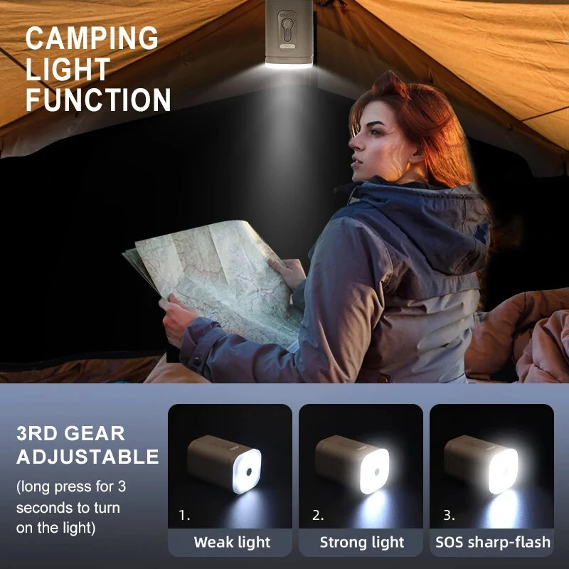 (image for) Mini Electric Air Pump with Lights Wireless Air Compressor Inflator/Deflator Pumps for Indoor/Outdoor Camping Equipment